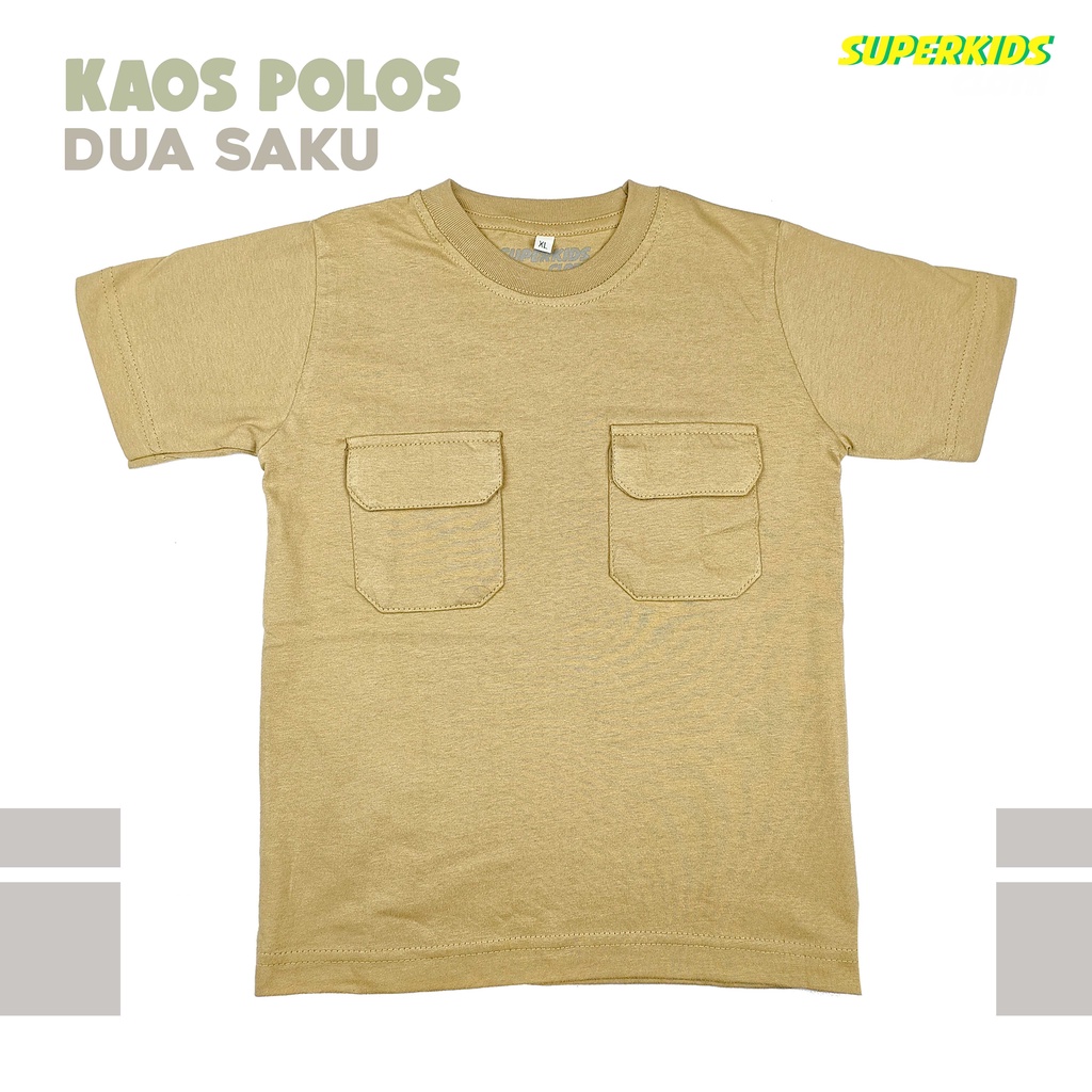 KAOS ANAK COWOK / BAJU ANAK LAKI LAKI / PAKAIAN ANAK COWOK POLOS SAKU DUA COKLAT BRAND SUPERKSIDCLOTH 1 - 11 TAHUN