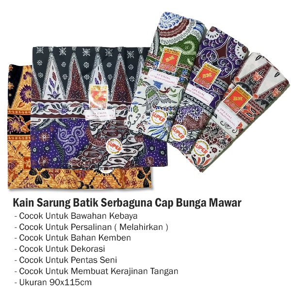 Kain Sarung Ibu Melahirkan Kain Batik Halus Cap Bunga Mawar 90x115cm Kain Sarung Batik Serbaguna