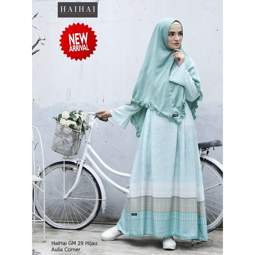 TERLARIS MURAH Model Busana Muslim Terbaru HaiHai GM 29 Hijau ORIGINAL Gamis Wanita
