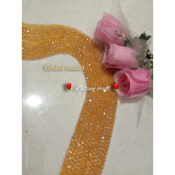 kristal ceko 6mm golongan biasa-Coklat muda