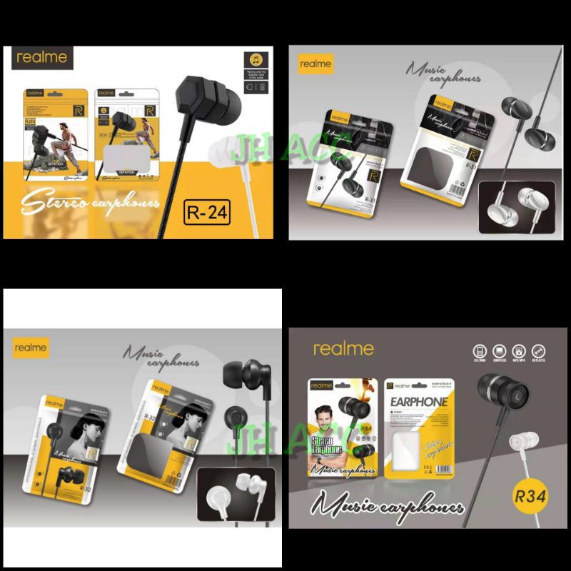HEADSET HANSFREE REALME + MIC R24 / R31  / R34 / R42/R112  STEREO