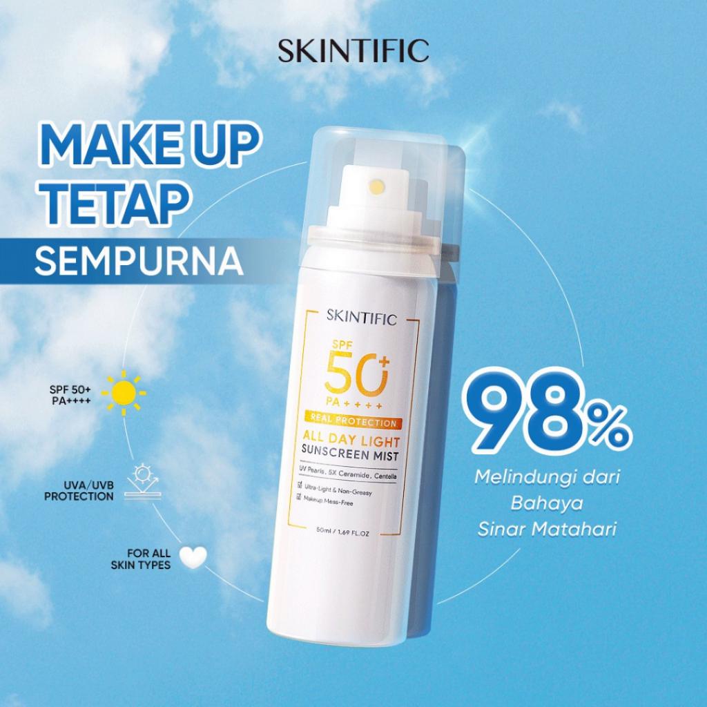 SKINTIFIC All Day Light Sunscreen Spray SPF50 PA++++ Sunscreen Mist Anti UV UVA UVB 50ml (Travel size) &amp; 120ml