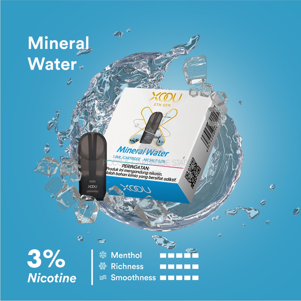 [PNCSID] [RELX COMPATIBLE] XOOU Mint Flavour Pods / Cartridge - Mineral Water