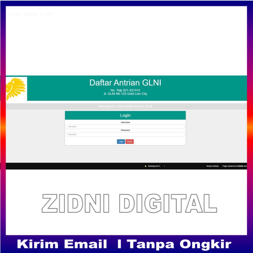Software Aplikasi Antrian Berbasis Web ZIDNI DIGITAL OFFICIAL
