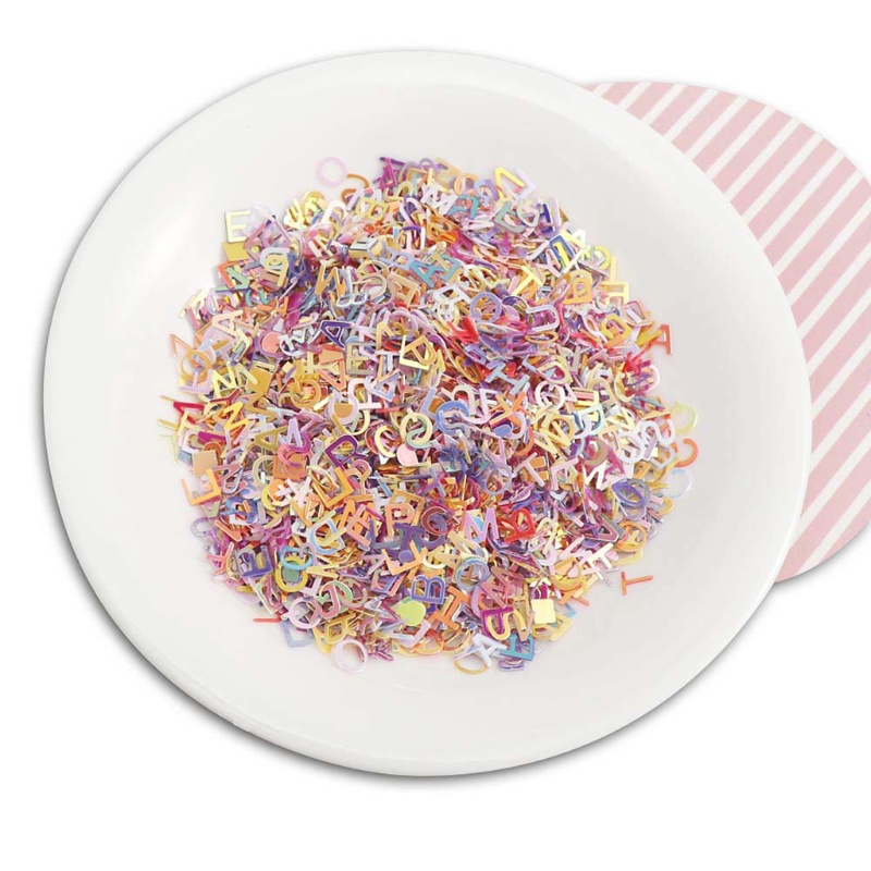 Glitter Sequin Desain Huruf Alfabet Inggris 3d Ukuran 0.53oz Untuk Nail Art