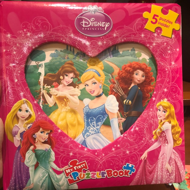 Disney Princess Puzzle Book - buku cerita & puzzle anak bahan tebal hard cover