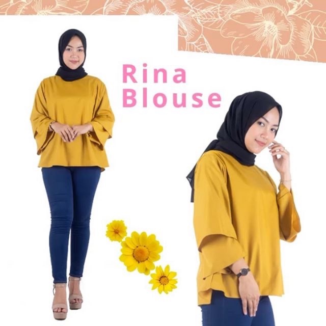 BAJU BLOUSE BLUS ATASAN LENGAN PANJANG POLOS MUSLIMAH CASUAL RINA RARAS STYLE