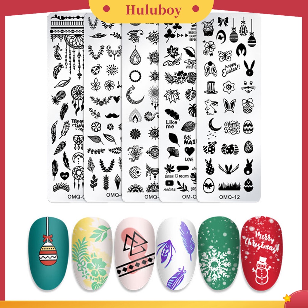 Huluboy Huluboy♡ Alat Stamping Plate Desain Snowflake Natal Bahan Stainless Steel Untuk Nail Art Manicure Wanita