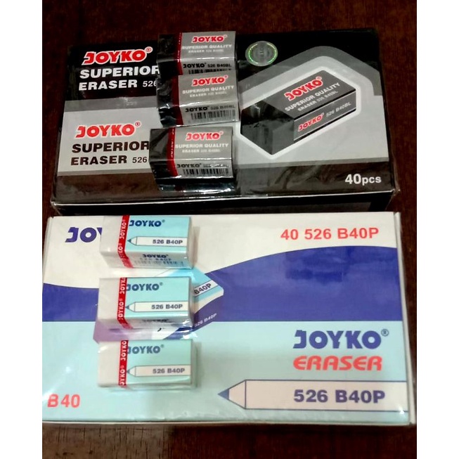 

Penghapus Joyko 1 kotak Superior Eraser 526 B40P Hitam dan Putih