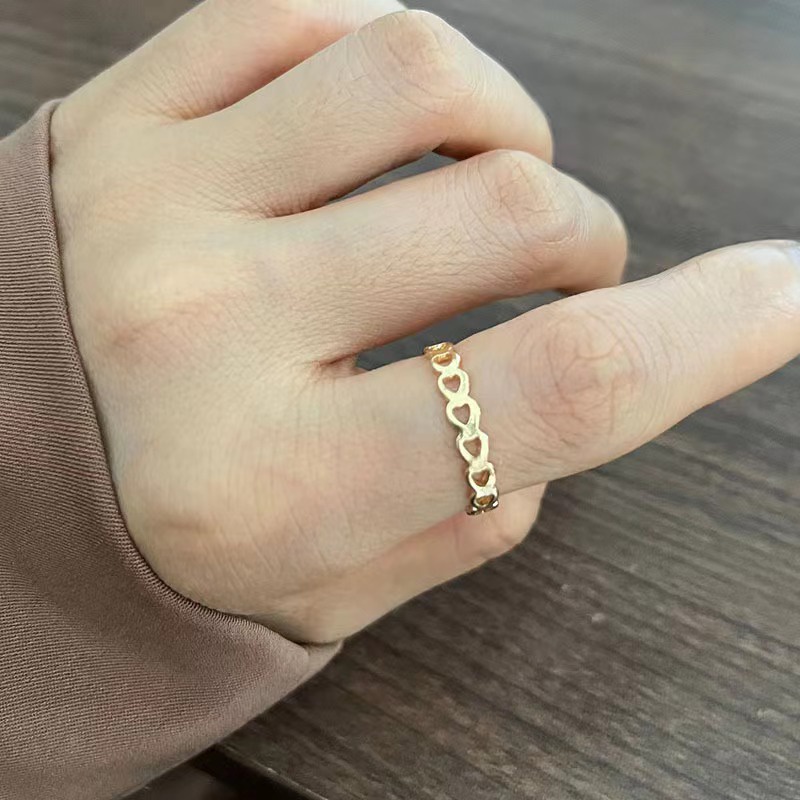 Cincin Fashion Wanita Heart Hollow Fashion Love Girl Jewelry Korean