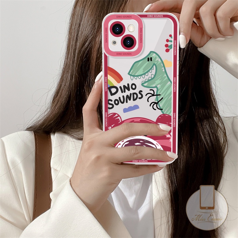 Soft Case TPU Transparan Motif Kartun Beruang Dinosaurus Untuk iPhone 7 8 Plus 11 13 12 Pro Max XR X XS Max 6 6S Plus SE 2020