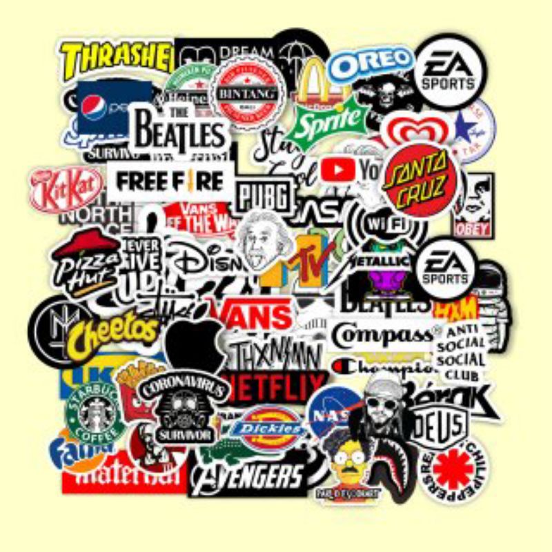 

STIKER BRAND DISTRO ISI 25 PCS UKURAN STANDAR TINGGAL TEMPEL VYNIL ANTI AIR