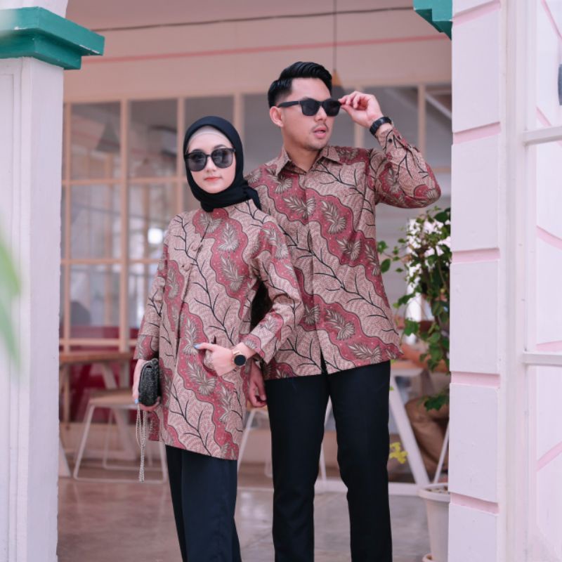 Batik Pasangan Couple sarimbit Batik Pria dan Wanita Batik Seragam C04