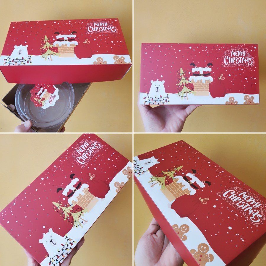 

5 Pcs Box Kotak Toples Natal Kotak Kemasan Dus Kue Coklat Merry Christmas Packaging Hampers Santa Claus Ukuran 29.5x15x7 cm