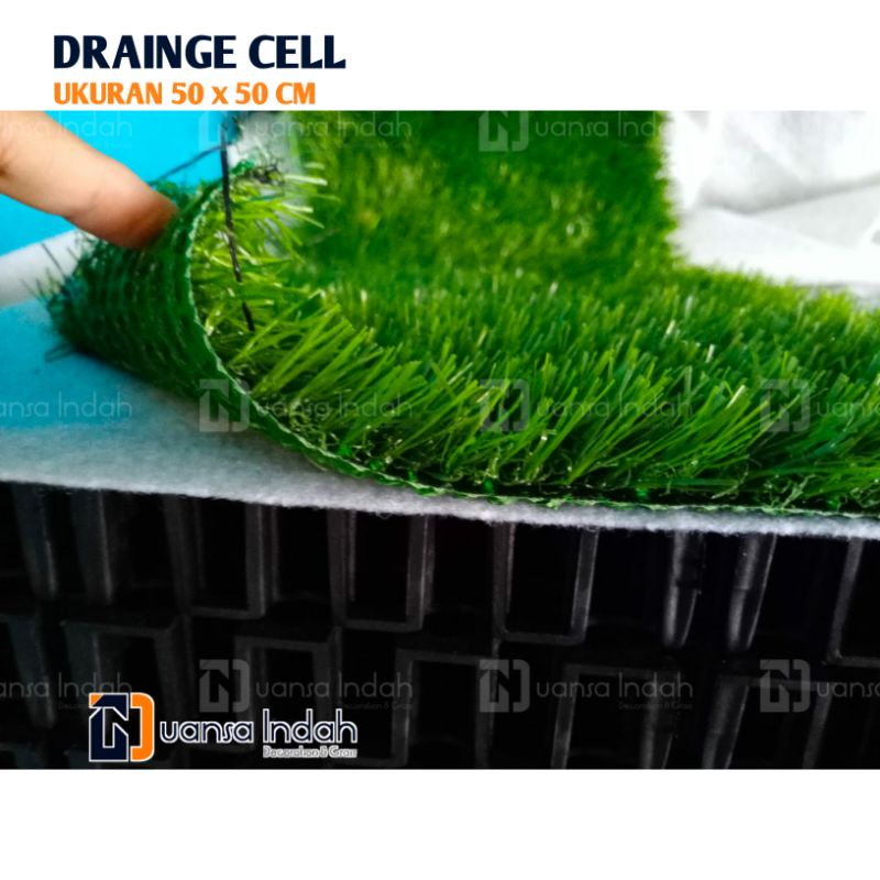 DRAINAGE CELL RUMPUT SINTETIS PERKOTAK UTUH 50x50 CM