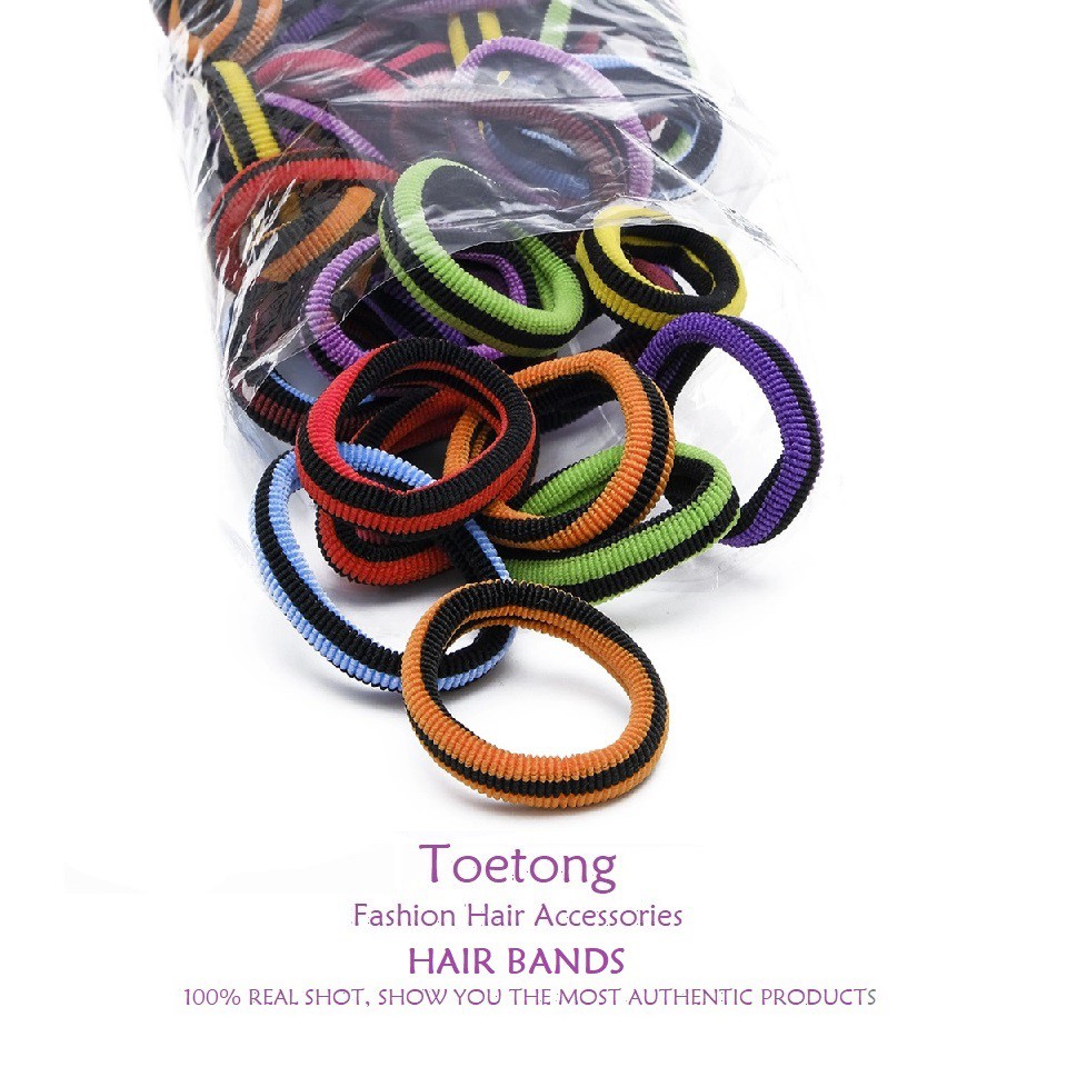 Ikat Rambut Donat Rajut Motif Salur 5cm Ikat Rambut Kain Karet Rambut Kuncir Hair Ties Hairband-4