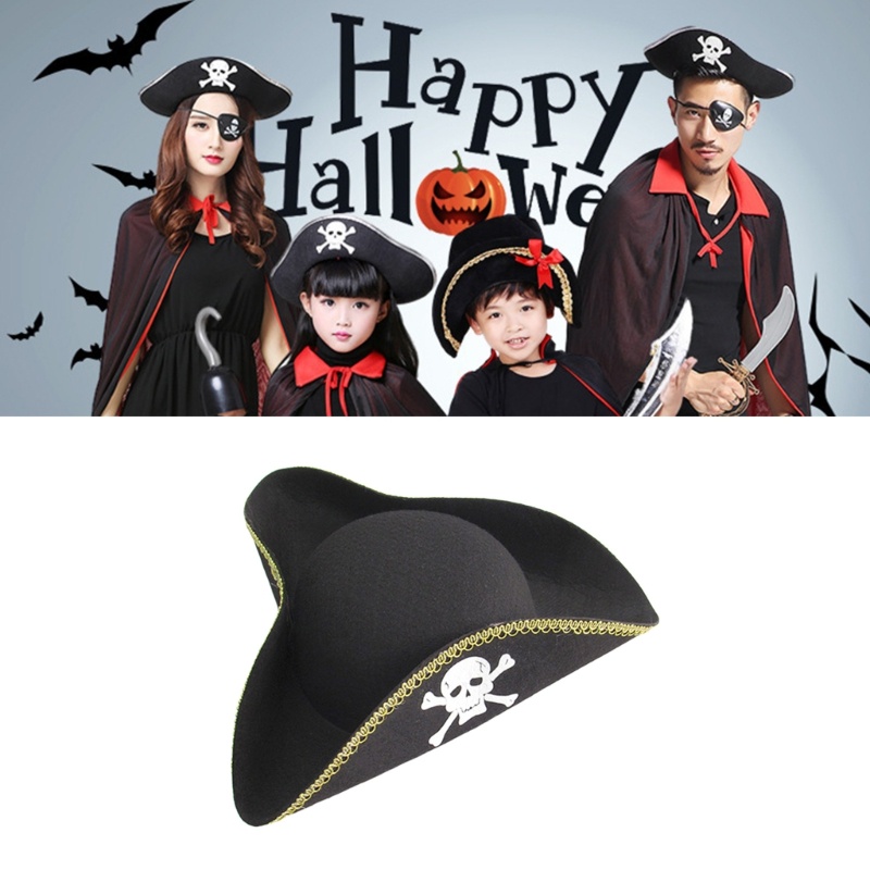 Topi Bajak Laut Warna Hitam Untuk Dekorasi Pesta Halloween