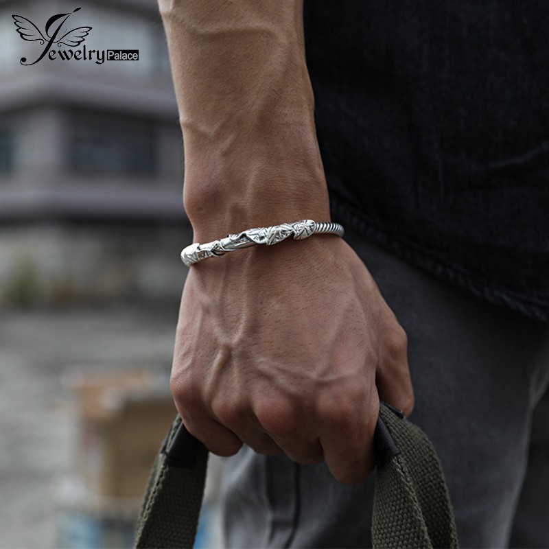 925 perak sterling gelang teratai antik gelang fashion perhiasan/Vintage lotus bracelet fashion jewellery men