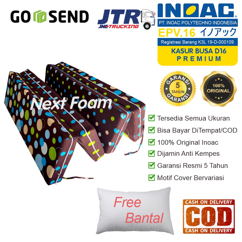 Kasur Busa Lipat Inoac EPV D16 Gratis Bantal Semua Ukuran Tebal 20 cm 15 cm 10 cm Original Inoac Garansi 5 Tahun Anti Kempes