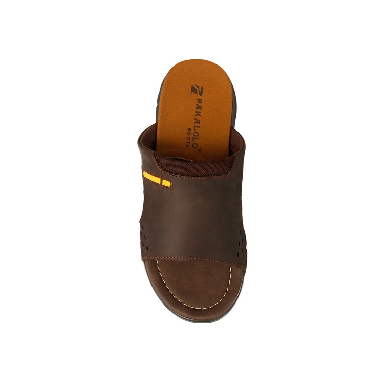 SANDAL SLIDE PAKALOLO PRIA ORIGINAL CASUAL KULIT ASLI COKLAT PB10