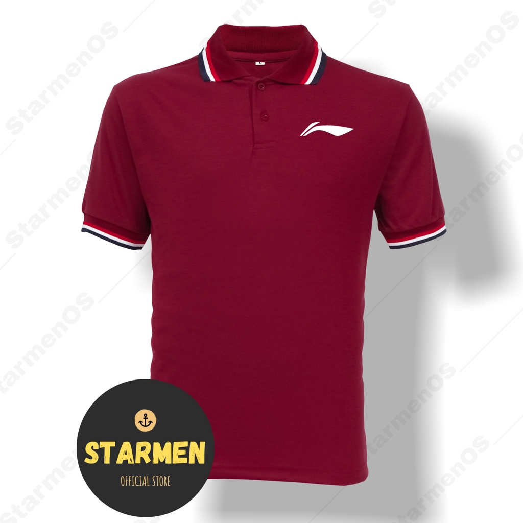 Kaos Polo Shirt Pria Kerah Logo LI NING