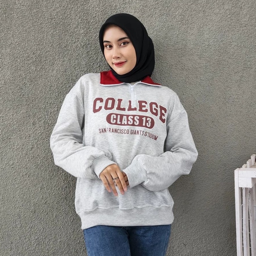 Maroon College Collar Sweater - Collar Sweater Wanita