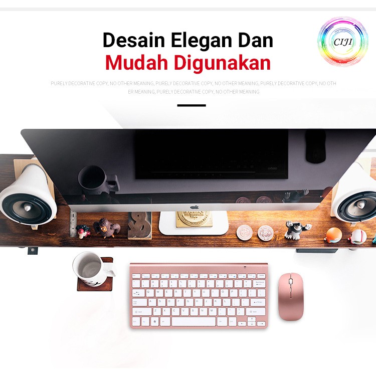 [ COD ] CIJI Paket Keyboard Wireless + Mouse Wireless Silent Desain Ultrathin Elegan-6