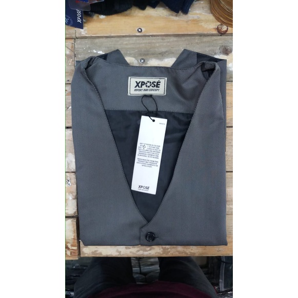 Vest Formal - Rompi Setelan Dalaman Jas Pria/Groomsmen Wedding - Slim Fit M L XL Big Size/Jumbo/XXL-Dark Grey(Polos)