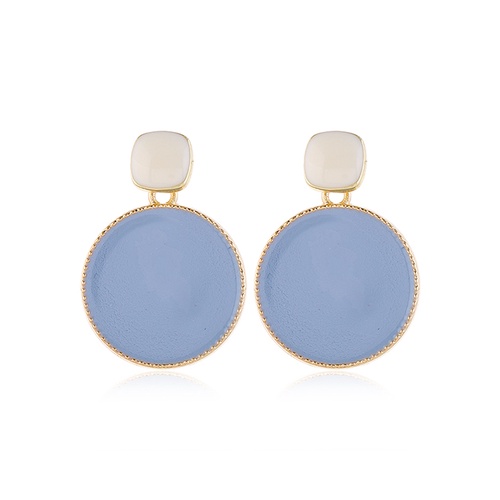 LRC Anting Tusuk Fashion Oil Drop Hit Color Geometric Round Alloy Earrings A61106