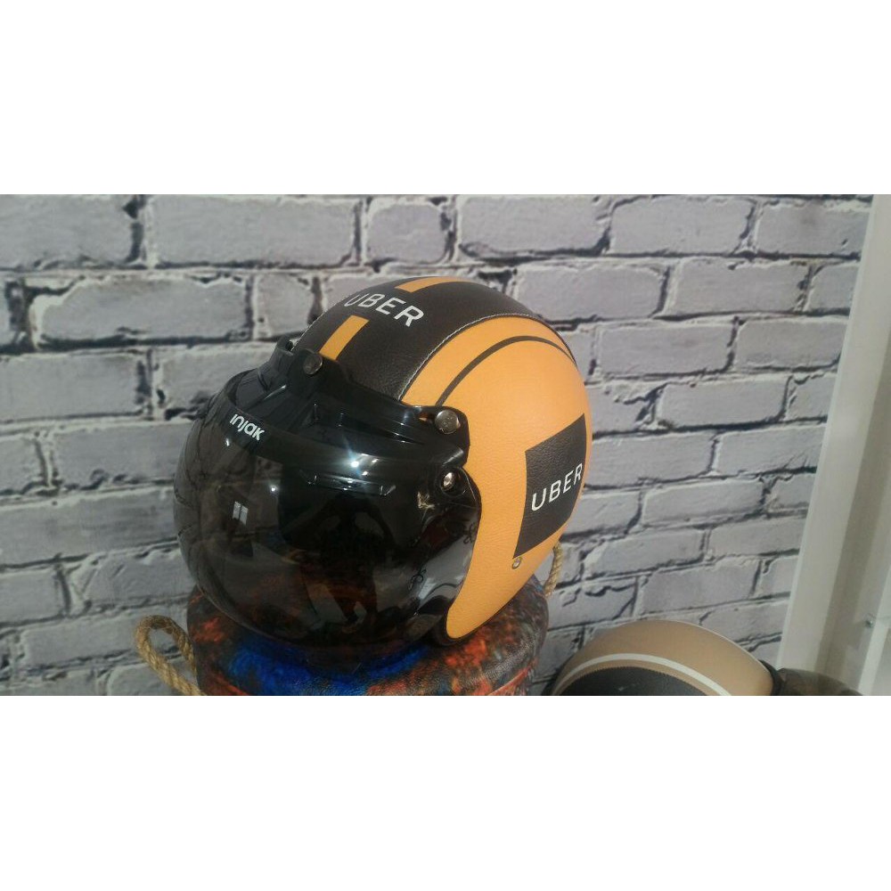 Helm Ojek Uber Retro - klasik -  Retro Kulit halfface SNI Limited