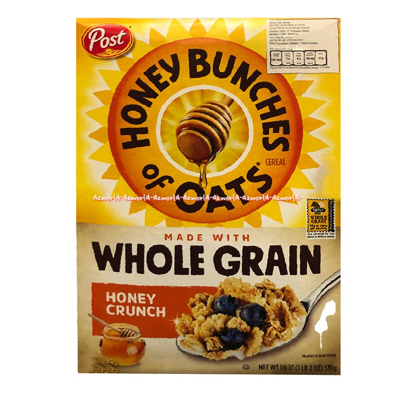 Post Honey Bunches of Oat Whole Grain Honey Crunch 510gr Cereal Rendah Lemak