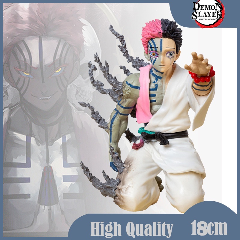 Mainan Action Figure Anime Demon Slayer Akaza Kituki Repentance Before Death Kneeling Postur Bahan PVC 18cm