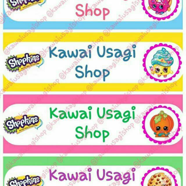 

Stiker nama SHOPKINS label custom (seri A)