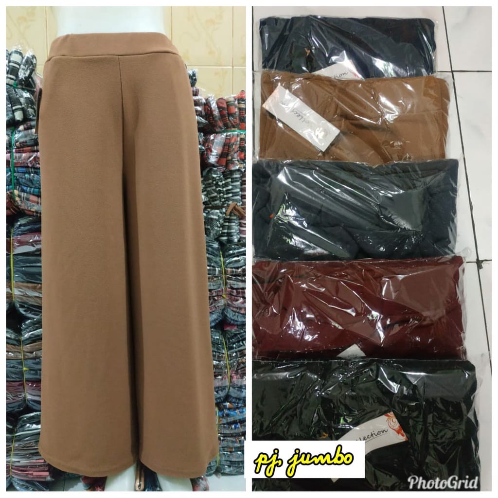 Celana Jumbo Wanita Model kulot Krep