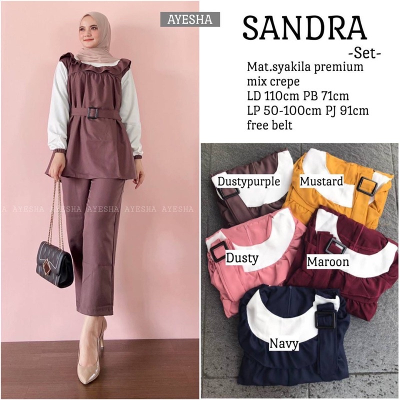 Sandra Set Setelan Blouse & Celana Syakila Crepe
