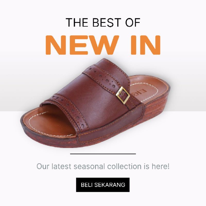 Sandal Pria Kulit Asli Model Indian Eight Slide Jepit Casual Klasik Selop Laki-Laki Formal Santai