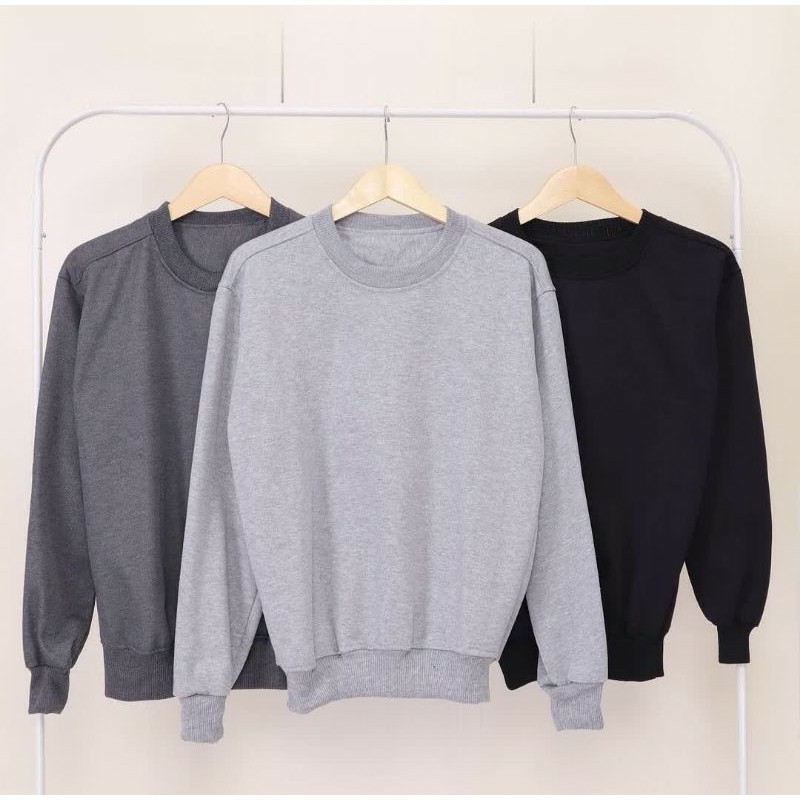 SWEATER POLOS BASIC CREWNECK KEREN MURAH FASHION BANDUNG UNISEX