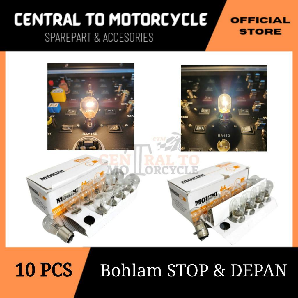 10 Buah Lampu Bohlam Halogen Standar Motor Bohlam Stop Rem &amp; Bohlam Depan Universal