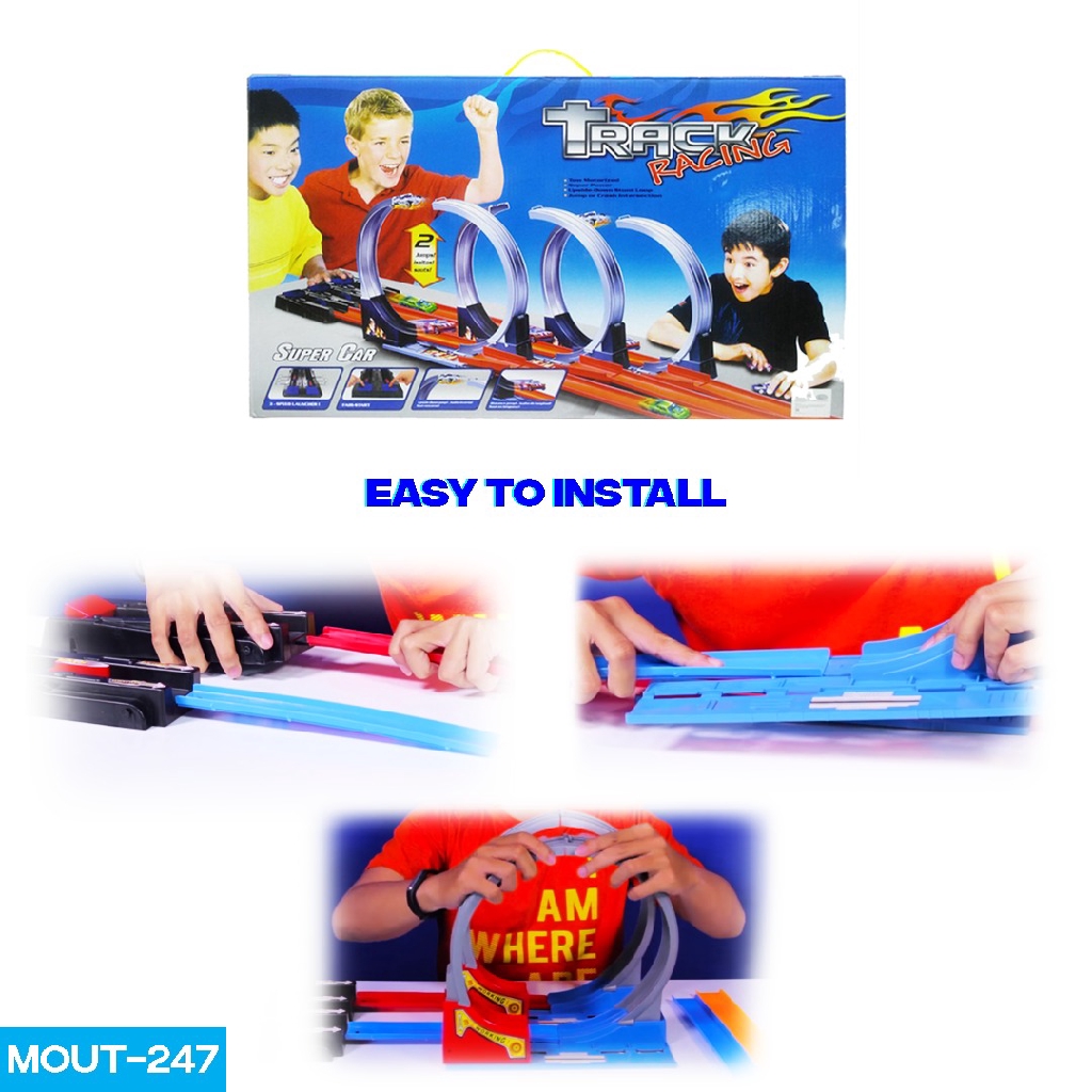 Mainan TRACK RACING HotWheels Halilintar 2 Jalur