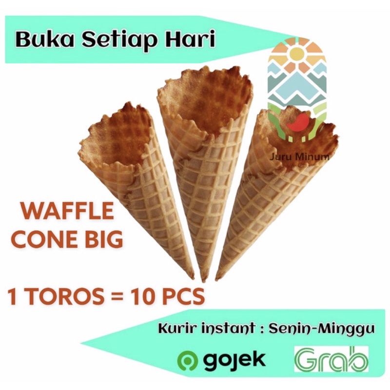 

waffle cone ice cream / corong kue es krim Besar / Kon manis 1 toros isi 10 pcs