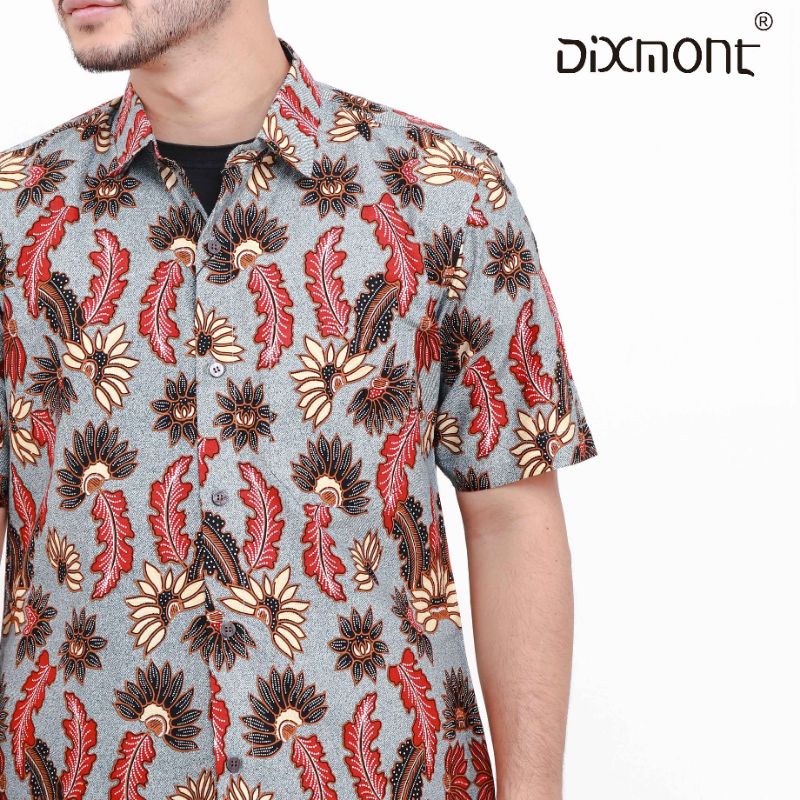 Dixmont Kemeja Pria Batik Pendek Hem BS01121