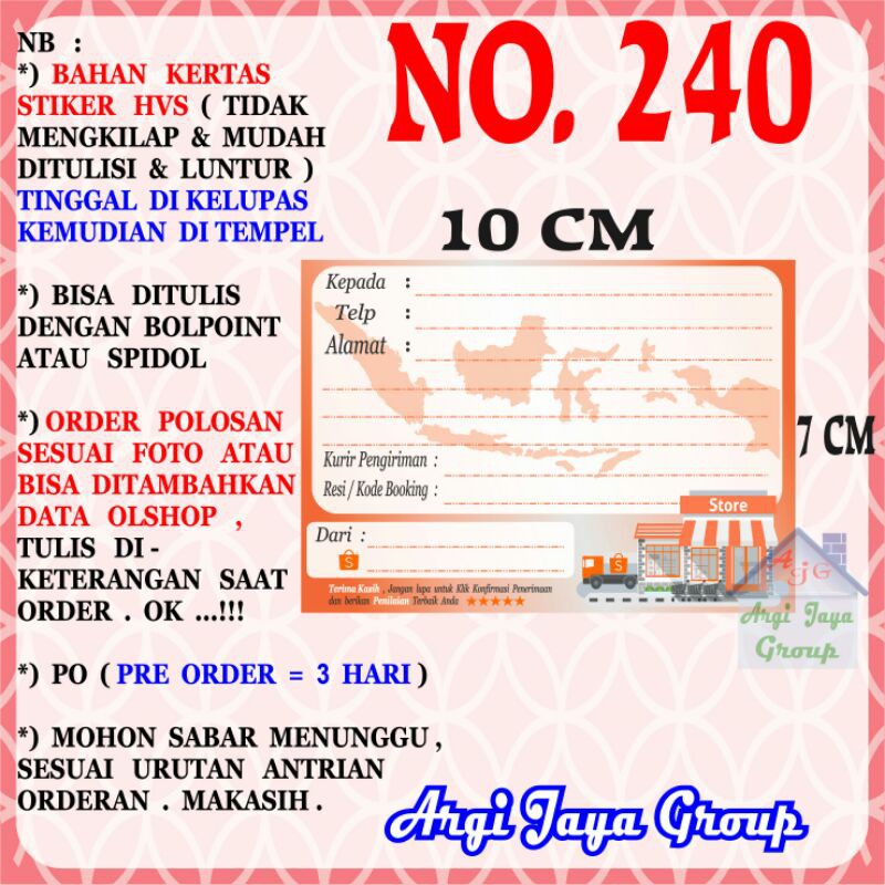 

Stiker HVS - Stiker Pengiriman - Sticker Alamat Olshop Murah Nomer 240-10x7cm