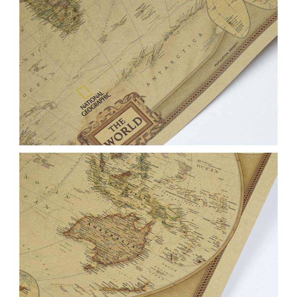 TD-AD1 Poster Peta Dunia Large Vintage World Map 104 x 69 cm - N401