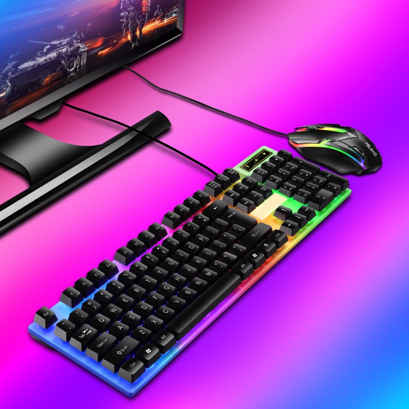 【COD】Viqoo Keyboard Dan Mouse LED Keyboard PC Komputer LDKAI 832 RGB Mechanical Gaming Dengan Kabel - G14