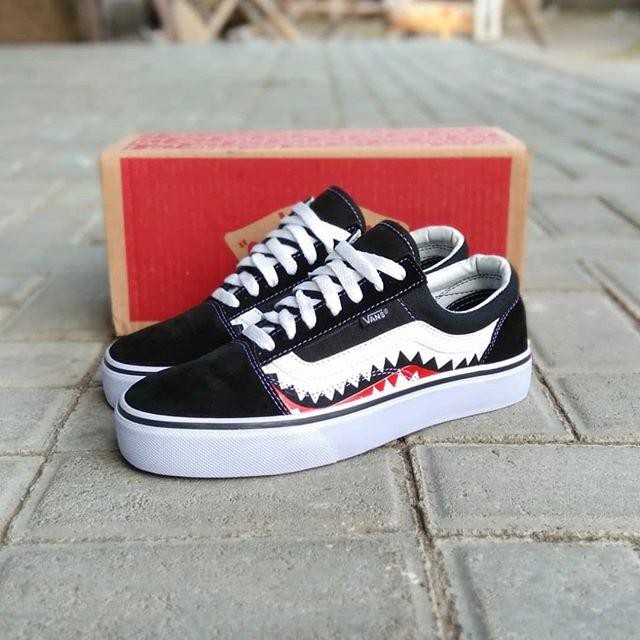 sepatu VANS oldscool casual sneakers pria motif BAPE grande original