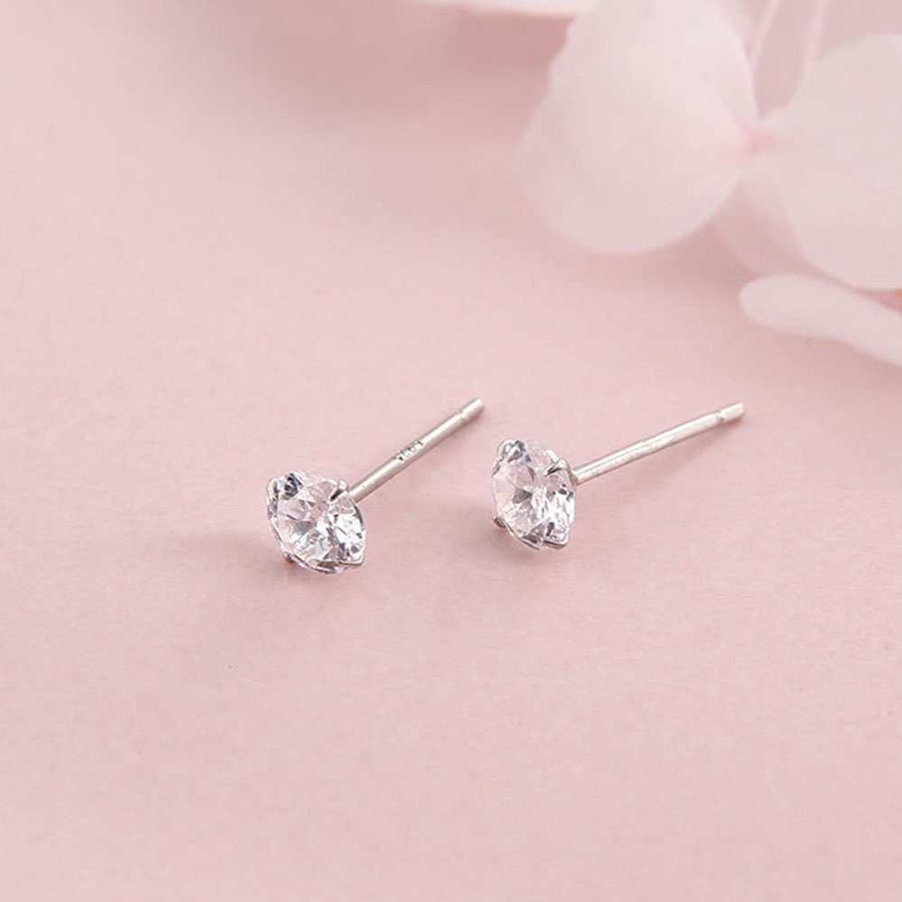 1 Pasang 3mm Mini S925 Sederhana Sterling Silver Wanita Piercing Stud Earrings