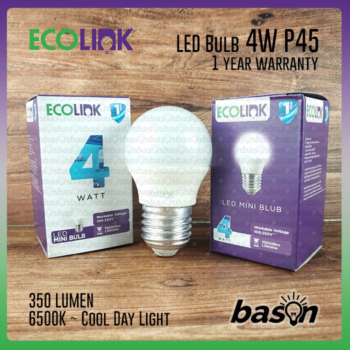 ECOLINK LED Bulb 4W P45 E27 6500K - Bohlam Lampu LED Mini