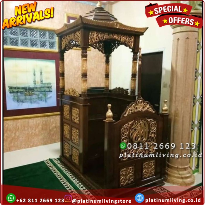 Mimbar Masjid Jati Ukiran Mewah, Mimbar Masjid, Mimbar ukir jepara Platinumliving Furniture Indonesi