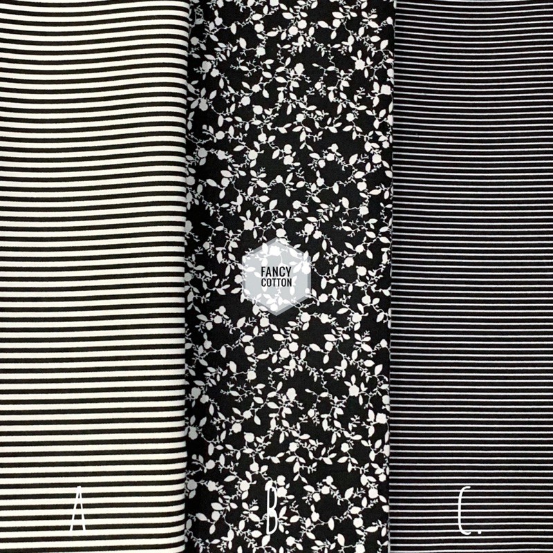 kain katun jepang motif fancy matching black D1011
