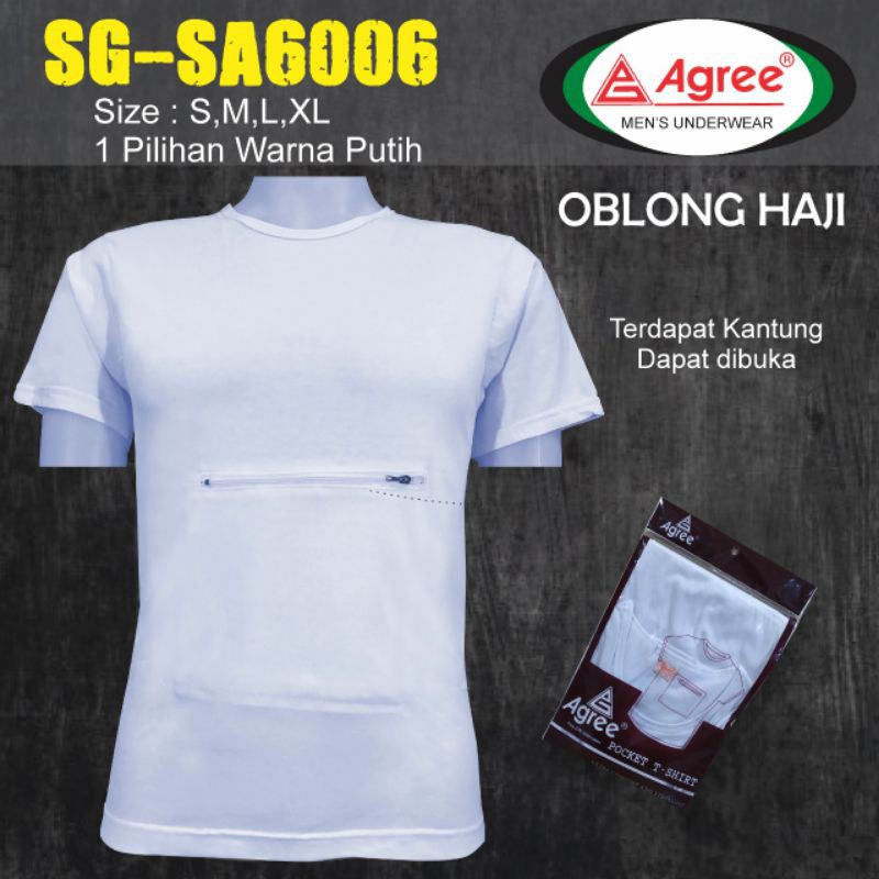 kaos oblong haji ,umroh kantong depan resleting / oblong pria / kaos oblong agree  kantong depan